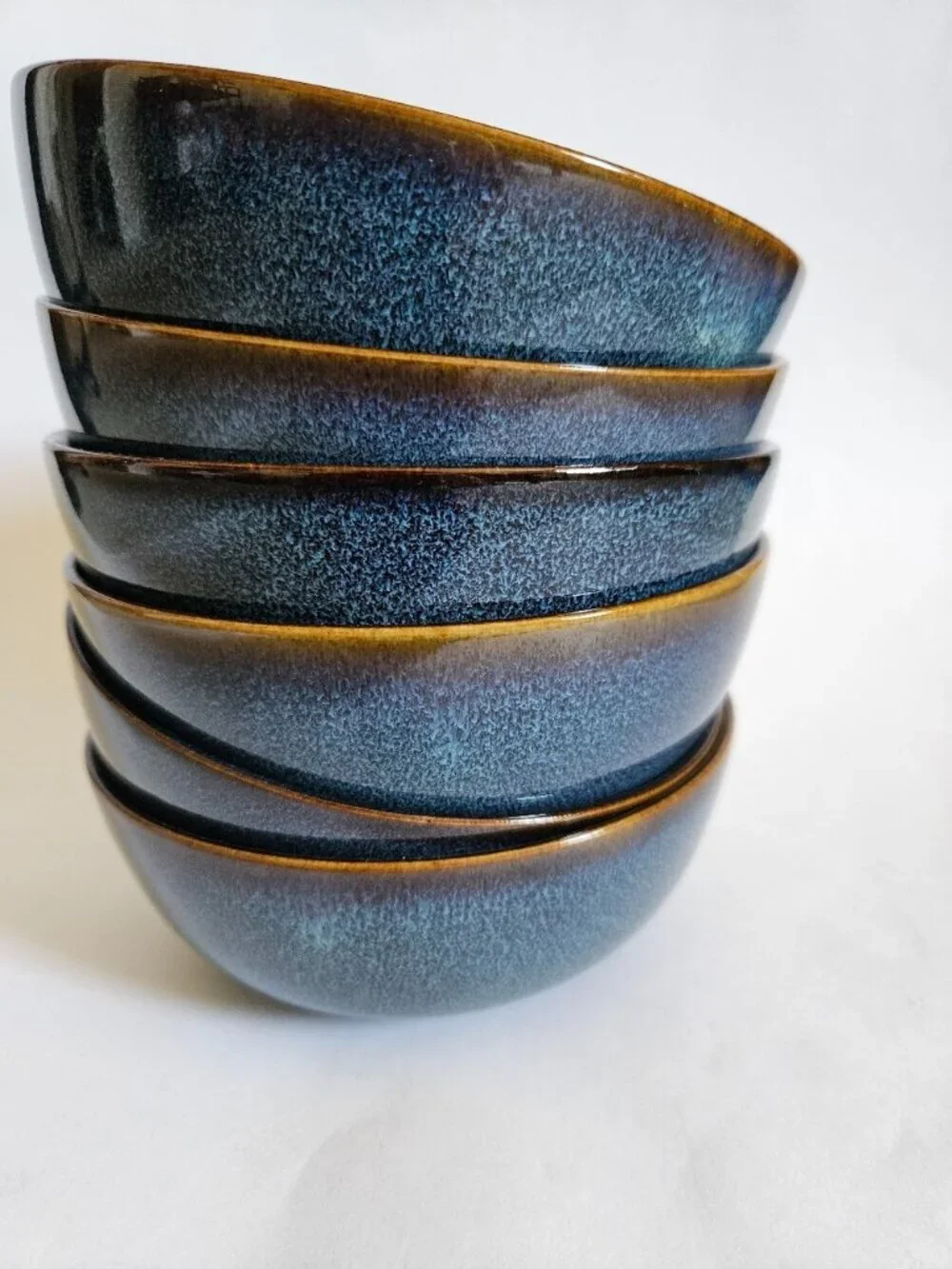 Set of 6 GLADELIG Ocean Blue, Glazed Stoneware Bowls, 4 ½ 